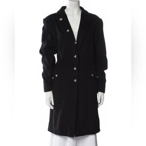 Marina Rinaldi Black Virgin Wool Peacoat, Sz L, GUC, Made In Italy